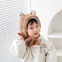 Lot de 3 bonnets pour enfants avec oreilles d'ours |   Écharpe-chapeau en polaire sherpa quatre saisons avec oreilles |   Tissu doux et agréable pour la peau 0-2 ans