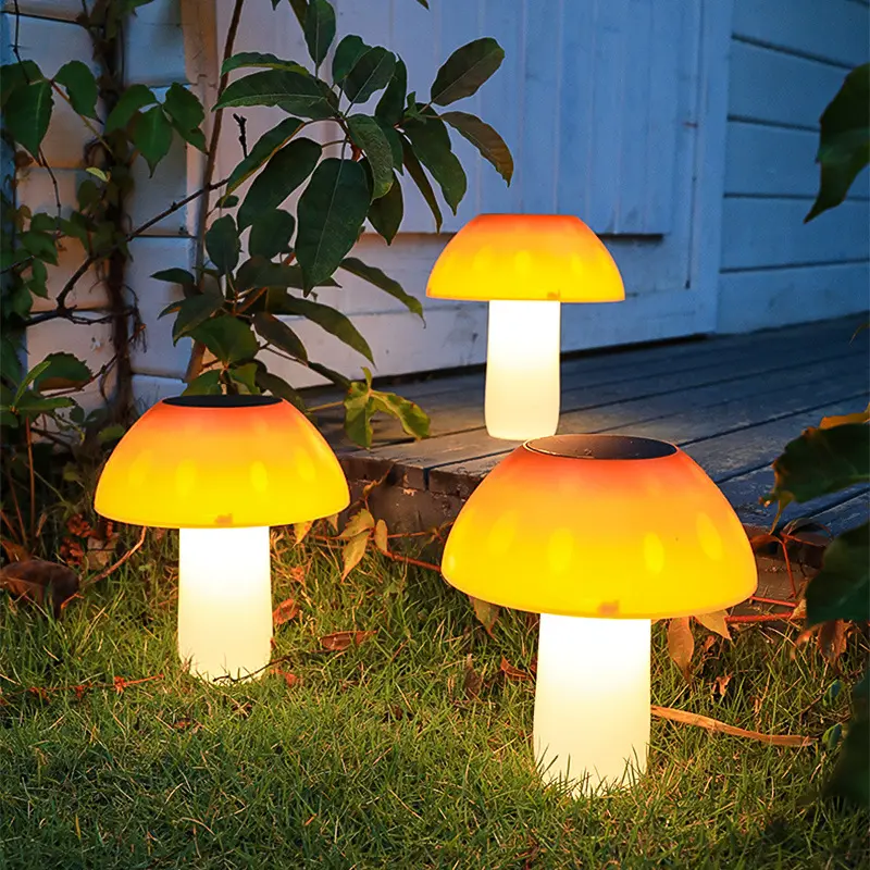 Tsinye Cute Solar Mushroom Lights Outdoor Garden Decor Lights, Outdoor Waterproof Mushroom Shaped Pathway Landscape Lights