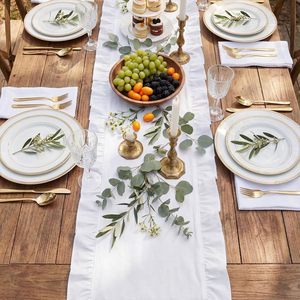 Runner da Tavola con Bordo Ondulato e Volant, 72 Pollici, in <span class=keywords><strong>Cotone</strong></span>, Lavabile, Stile Rustico Shabby Chic, Decorazione per Casa e <span class=keywords><strong>Cucina</strong></span>, Colore Personalizzabile - Product Image 4