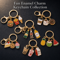 Porte-clés personnalisé pour bouteille de boisson, en alliage de zinc, impression UV, plaqué or, émail, pendentif Cola Bière Citron Soda, fermoir mousqueton, cadeau OEM