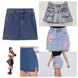 Falda vaquera de cintura alta para mujer, estilo casual de verano, color liso, con bolsillos, corte regular, minifalda vaquera en línea A, ¡Gran oferta! - Product Image 2