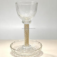 Coupe Kiddouss en Cristal de Luxe avec Plateau, Tige Ornée de Pierres Précieuses, Gobelet à Vin Esthétique pour Shabbat, Coffret Cadeau, Vente en Gros