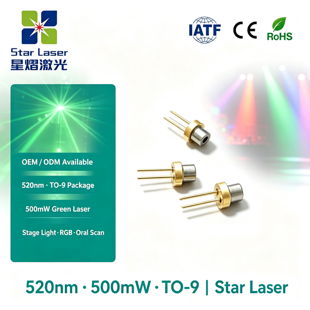 High Power Green Laser Diode 520nm 500mW TO5 9mm TO9 LD Module OEM for RGB Stage Dental Oral Scan Measurement System