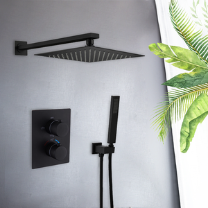 Sistema de <span class=keywords><strong>ducha</strong></span> termostática de lluvia montado en la pared de cromo pulido Válvula de cerámica de latón oculto de un solo Mango para apartamentos - Product Image 3