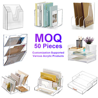 Présentoir de comptoir en acrylique transparent de luxe moderne pour prospectus et brochures, format A4 (8,5x11 pouces), lot de 2