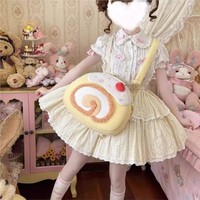 Sacs à dos pour femmes Y2K Roll Cake, sacs à bandoulière Kawaii pour femmes, sacs en peluche douce en polyester, grande capacité, design mignon de dessin animé