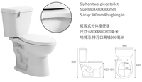Toilette deux pièces en céramique chinoise placard à eau WC toilette S-rap Styles d'Amérique du Sud