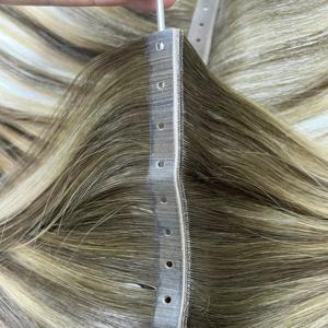 Extension per <span class=keywords><strong>Capelli</strong></span> Cinesi di Alta Qualità in PU, Trama Invisibile con Foro a Farfalla, Doppio Filamento, Colore <span class=keywords><strong>Biondo</strong></span>, <span class=keywords><strong>Capelli</strong></span> Umani Selezionati a Mano - Product Image 2