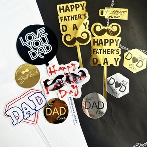 Décoration de gâteau en acrylique imprimée en couleur pour la fête des pères, décoration de cupcake en acrylique « Je t'aime Papa » - Product Image 1