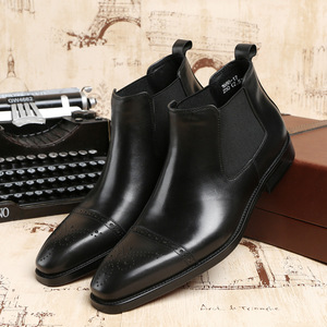 <span class=keywords><strong>Botas</strong></span> <span class=keywords><strong>de</strong></span> cuero genuino <span class=keywords><strong>de</strong></span> caña alta para <span class=keywords><strong>hombre</strong></span>, estilo británico, con punta y grabados, formales <span class=keywords><strong>de</strong></span> negocios, novedad 2026 - Product Image 5