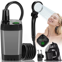 Douche portable de camping 6000mAh rechargeable en plastique avec écran LED intelligent, 4 modes de pulvérisation, étanche IPX7 23