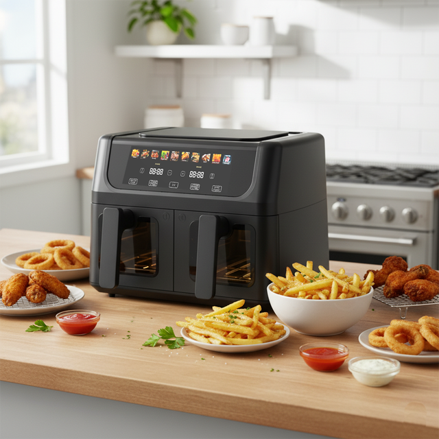 Double Basket 11L Capacity Multi-functional 10 Menus Big Color Screen Digital Silicone Coating High Cost-effect Air Fryer