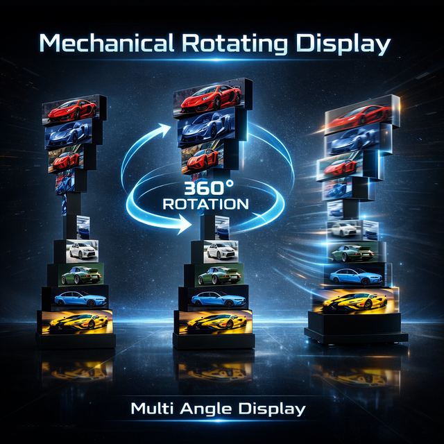 Portable Rotatable LED Poster Screen 360 Degree Rotating Digital Advertising LED Display Floor Stand with Wheels Factory Price