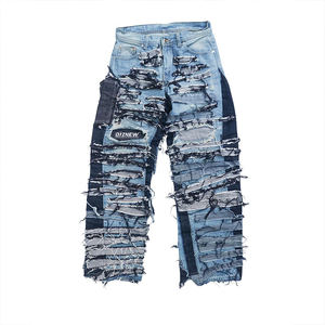 DiZNEW Oem Fabricante Jeans de los hombres de alta calidad de doble corte ROTO gato Barba Jeans Low Moq personalizado - Product Image 1