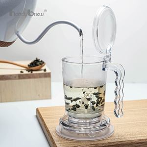 Jarra de Tritán de 410 ml con Tapa Plana Gris Ahumado y Logotipo Personalizado para Tiendas de Té Especializado, Infusor de Té de Hojas Sueltas por Gravedad, Gotero Inteligente - Product Image 3