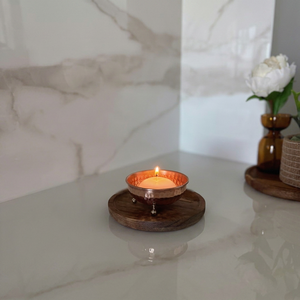 Pure Solid Copper Tealight Holder & Container – Heavy-Gauge Hammered Tabletop Votive <b>Stand</b> for Luxury Decor - Product Image 1