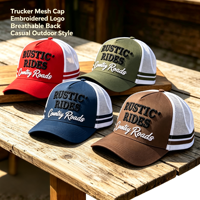 Casquette de camionneur rayée en maille avec broderie 3D, design graphique, détail de rayures latérales, respirante et légère, idéale pour l'extérieur
