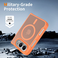 Coque de protection pliable tendance orange mate au toucher doux pour iPhone Duo, antichoc, personnalisable, compatible avec la charge sans fil magnétique