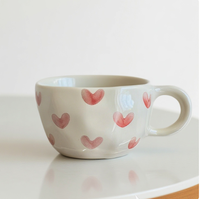 Taza de Porcelana con Diseño Floral y Asa, con Bandeja, Apta para Microondas y Lavavajillas, Ideal para Regalos