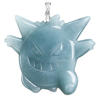 Pendentif en jadéite naturelle de qualité A, motif Geodude, variété de jade bleu-glace, styles féminins, animaux de dessin animé mignons