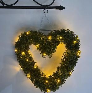 New Arrival nhân tạo mùa xuân gỗ Hoàng Dương ngoài trời trái tim vòng hoa nho trái tim Vòng hoa gỗ Hoàng Dương cỏ bóng với LED ánh sáng - Product Image 2