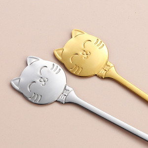 Cuchara de acero inoxidable transfronteriza, nueva cuchara para postres, cuchara hueca con diseño de garra de gato, linda cuchara para café, cuchara para helado, cuchara para remover - Product Image 4
