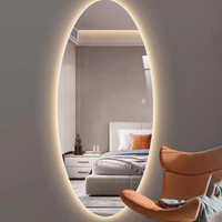BOYIN Salon grande table de toilette avec lumière LED miroir de rasage miroir de maquillage table avec bande lumineuse LED matériel profil signe or