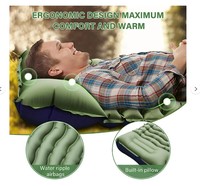 Tapis de couchage de camping, tapis de camping ultraléger avec oreiller pompe à pied intégrée coussins de couchage gonflables compacts pour le camping