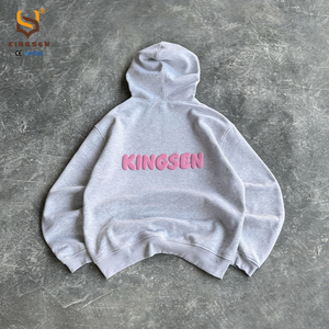 Sweat à capuche unisexe personnalisé avec logo 3D de haute qualité, en coton, surdimensionné, avec impression par transfert thermique en relief pour hommes - Product Image 3