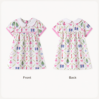 Robe de Noël pour filles en coton 100% avec imprimé casse-noisette vintage, col Peter Pan, manches courtes d'été, ODM pour enfants