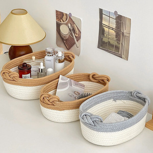 Foldable Cotton Storage <b>Basket</b> 2 Piece Set Rectangle Shape For Cosmetics Snacks Laundry Clothing Organizer - Product Image 3