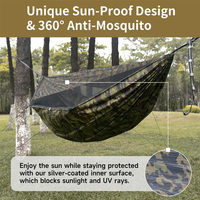 Hamac de camping extérieur double avec moustiquaire et auvent pare-soleil, ensemble automatique à ouverture rapide, hamac portable suspendu