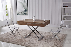 Hot Sale Dining Room Furniture Fold Wooden <b>Table</b> Chrome <b>Legs</b> Multifunction Folding Smart B2086 Fold up Dining Room <b>Tables</b> B2086 - Product Image 5