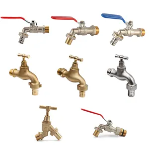 Aike Brass Bibcock Kích Thước Đầy Đủ 1/2-1 "Nam Chủ Đề Rửa Vòi Ngoài Trời Vườn Hose Bibcock Brass Nước Bib Tap