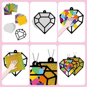 Kit de loisirs créatifs DIY en papier pour fenêtre, attrape-soleil à suspendre, motif bijou et diamant, pour activités scolaires, maison, fêtes d'enfants et cadeaux - Product Image 3
