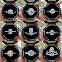 Bague de fiançailles à quatre griffes avec diamant de laboratoire, or 9k 10k 14k 18k, diamant ovale 3 carats avec halo, bague de mariage et de déclaration