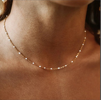 Collar de Cadena de Perlas Chapado en Oro PVD de 18K y Acero Inoxidable 316L, Joyería de Moda para Mujer, Collares de Cadena Delgada y Elegante