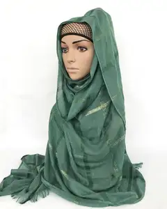 Women Cotton Muslim Hijab Scarf Long Striped Color Islamic Hijab Shawl Head Wrap