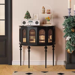 Buffet semi-circulaire en chêne massif <span class=keywords><strong>vintage</strong></span> - <span class=keywords><strong>Meuble</strong></span> de rangement gain de place pour cuisine, restaurant et salon - Product Image 2