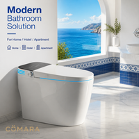 Chauffe-eau instantané intelligent intégré en céramique, monobloc, à poser au sol, avec siphon en P allongé, pour usage domestique, avec limiteur de pression d'eau automatique