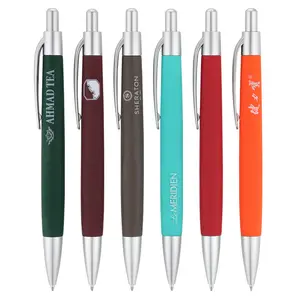 Mega Hot Sell Promotion Custom Logo Ballpoint Pen Plastic Rubber Click Hotel Cheapest Pen Customization Ball Pen With Logo