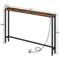 Mesa Consola Moderna de Ratán Kainice, Delgada y Estrecha para Pasillo, con Tomacorriente, Puerto USB y Estación de Carga, para Colocar Detrás del Sofá