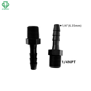 Black <b>PP</b> Plastic 1/4 Npt Threaded Straight Connector External Thread Hose Fitting - Product Image 4
