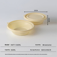 Bols ronds biodégradables en amidon de maïs personnalisés 350 ml, contenants alimentaires jetables avec couvercles, prix bas pour la vente en gros