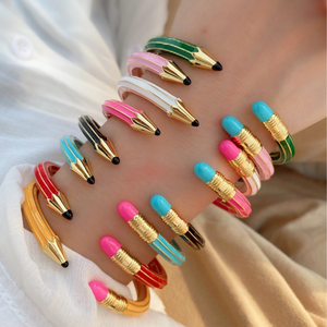 Nouveau bracelet tendance en laiton plaqué or 14 carats, style créatif et mode, avec gouttes d'huile et émail coloré, personnalisable - Product Image 6