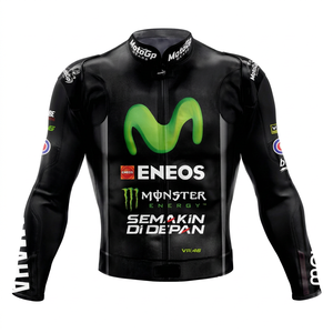 Ramaha Rossi MotoCP Gears Cowhide/Kangaro Leather Motorcycle Track Riding/Racing Made To Measure Hump <b>Mens</b> <b>Biker</b> <b>Jacket</b> CE Armor - Product Image 1