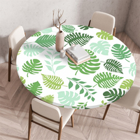 Offre Spéciale personnalisé fleur feuilles élastique bordé nappe couverture ronde Polyester nappe pour mariage fête Banquet événement hôtel