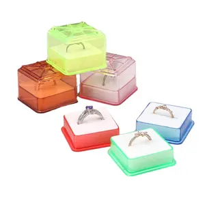 Square Shaped Wholesale Plastic Transparent Rings Earrings Display Storage Box Jewelry Case Luxury Organizer