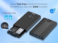Carcasa de Aluminio para SSD NVMe de Doble Bahía, Lista para Enviar, con Hardware RAID, USB-C 10Gbps, para SSD M2, Gran Capacidad, PM RAID 0 1, Sin Herramientas