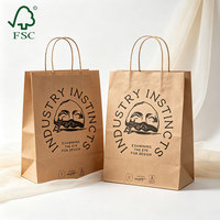 Sac de marchandises en papier kraft brun avec poignée torsadée robuste, sac de transport écologique jetable pour bijoux, accessoires, mini-cadeaux, boutique